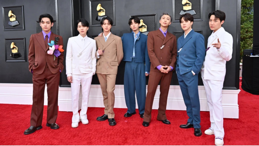 BTS Shines in Custom Louis Vuitton Suits at the 2022 Grammy Awards (WWD)